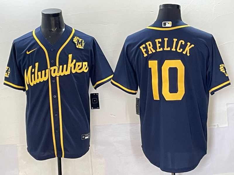 Men Milwaukee Brewers #10 Frelick blue MLB 2025 Nike Jersey 006